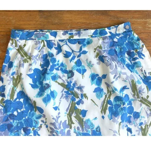 Vintage 60s Floral Skirt Size Small 27" Waist 1960s Handmade Lightweight Skirt - Picture 2 of 5